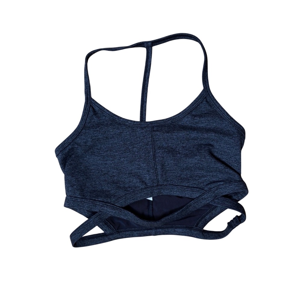 FP Movement Free People Heathered Gray Cutout Strappy T-Back Sports Bra Small